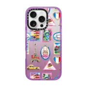 iPhone 16 Pro Impact Case MagSafe Compatible Vintage Luggage Stickers