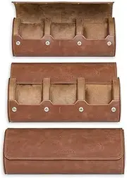 ROTHWELL Watch Roll Travel Case for 3 Watches | 100% Real Leather, Tough Portable Protection, Fits All Wrist Watches & Smart Watches Up to 50mm…