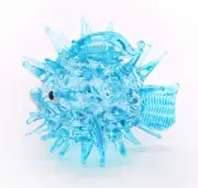 2" Dia Blue Puffer Fish Glass Figurine Sea Life Miniature Aquarium Crystal Decor
