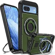 [Tuvror] Google Pixel 8A Case with Kickstand.[360°Rotating Ring and Kickstand] Rugged Shockproof Protective Case for Pixel 8A - Green