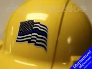 3x REFLECTIVE Thin Blue Line American Flag Hard Hat Stickers Flags Decals Helmet
