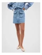 [Seed Heritage] Denim Patch Pocket Mini Skirt in Blue