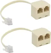 KEWAYO 2PCS Telephone Splitter, RJ11 Male to Female Two Way Telephone Splitter Converter Cable Splitter Adapter