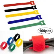 100X Strap Cable Ties Reusable Strapping Hook & Loop Tape