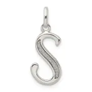 Sterling Silver Polished Glitter Enamel Letter S Initial Charm