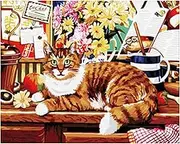 zolyet 16 x 20 Inch DIY Oil Painting on Canvas Pai by Number Kit Cat Dolphin Pattern for Adults Beginner Craft Home Wall Decor Frameless Type 1