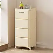 GUAWJRZDP Chest of Drawers, Storage Cabinet Plastic, Movable Drawer Chest, Drawers Storage Cabinet, Drawer Chest Tall for Closet, Kids, Living Room, Off-White(4-Tier)