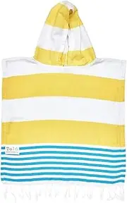 Kids Hooded Beach Towel – Yellow & Blue Cotton Poncho for Babies, Toddlers & Young Children – Quick-Dry, Lightweight, Soft & Absorbent – Sizes 0–5 Years (3-5 Years Old)