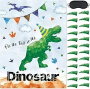 WERNNSAI Pin the Tail on the Dinosaur Party Game - 51×73cm Dinosaur Party Games for Kids Boys with 24 PCs Tails Watercolor Dino Birthday Party Supplies for Wall Home Room Decorations