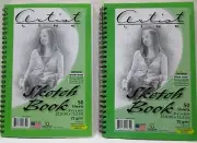 Lot of 2 Artist Sketch Books Drawing Tangle Meditations 50 Sheets Spiral 6" X 9"