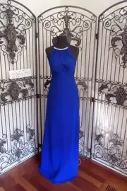 2879 ALFRED ANGELO 7290L MED BLUE SZ 2 $209 FORMAL GOWN DRESS