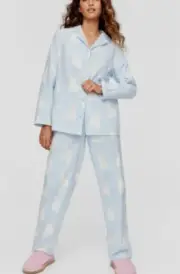 BNWT Peter Alexander Blue Bunny Cosy Flannelette 2 Piece PJ SET Size M Ladies