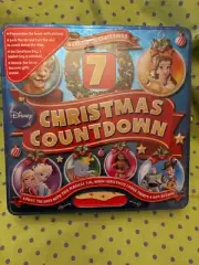Disney 7 Days Until Christmas Countdown Advent Book Locking Tin & Stickers New