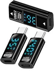cablecc 3pcs/lot 10Gbps USB-C Type-C Smart LED Display Female to USB Type-A 8P Adapter Data Current Voltage Fast Charging Monitoring Display Tester Detector