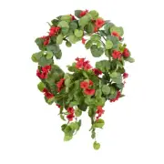 16" Diameter Red Artificial Geranium Wreath Topiary