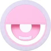 zolyet Selfie Light Circle Flash Fill Clip Camera Lamp Portable Dimmable Supplementary Light for Mobile Phone & Tablets Pink