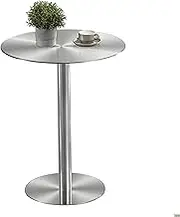 High Top Bar Table, Tall Round Kitchen Breakfast Bar Modern Pub Table, Stainless Steel Cocktail Tables for Parties, Living Room, Kitchen, Dining Room, Bistro Table(60x95cm)