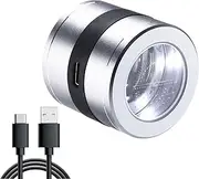 Multifunctional 20mm Scale Loupe 10x Magnification LED and UV Light Magnifier Jewelry Loop Hand Lens for Gem, Coin, Stamp Inspection, Watch Repair Jewelers Tool