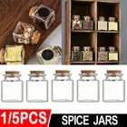 1/5PCS Small Glass Bottles With Cork Lids Spice Herb Condiment Container Jars AU
