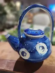 Isle of Skye Pottery Colbalt Blue Teapot marked UNIQUE PRETTY