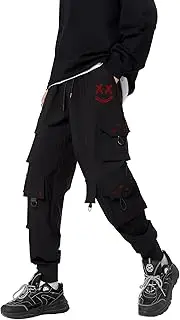 [DUDHUH] Cargo Pants for Men Elastic Waist Drawstring Sweatpants Goth Tactical Mens Joggers Multi Pocket