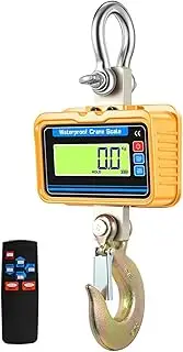 [JAJAJ] Industrial Digital Crane Scale 1000kg/2200lb Heavy Duty Digital Hanging Scale, Cast Aluminum Case & LED Screen, Crane Scale for Farm,Livestock,Factory,Construction(Yellow)