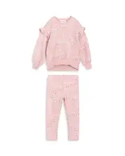 Miles The Label Girls' Paisley Print on Rose Sweatshirt & Leggings Set - Little Kid