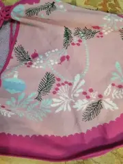 Victorian Trading Co Pink Blue Knit Holly Berry Tree Skirt 41F