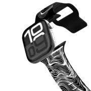 Apple Watch Series 10 (42mm) Impact Band WOBBLE 2 WATCH BAND, BLACK & WHITE MINIMALIST LINES OCEAN WAVES ORGANIC FLOW ABSTRACT WHITE BACKGROUND ILLUSTRATION