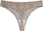 [FARZAH] Women Panties Female Underwear 3PCS/Set Sexy Thong Women's Panties Leopard Seamless Female Underwear Low-Waist Elasticity Sports G-String for Ladies Ice Silk Lingerie(Color 4 1pc,M)