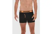 Mens Tradie 2 Pack Sizes S-2XL Black Orange Boxer Shorts Man Front (1SK)