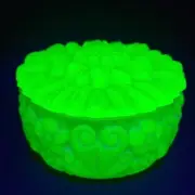 Uranium Glass Box Flowers Style Vaseline Matte Yellow Frosty Glass Jewelry Box
