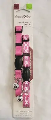 CAT COLLAR 2 Pack Pink Solid Link Pattern Bell Good 2 Go Breakaway Clip