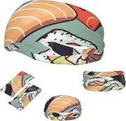FJWSLCH Sushi Headbands for Women Men Non Slip Workout Sweatbands Adjustable Sports Hair Bands Elastic Head Bands Moisture Wicking Hairband for Running, Cycling, Yoga, Spa