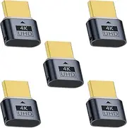 tunghey 5Pack HDMI Dummy Plug 4K HDR, Virtual Monitor EDID Emulator, Headless Display Adapter, Supports up to 4k@60Hz,1080@120Hz (Black)
