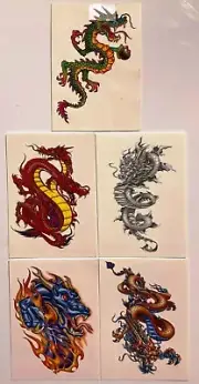 Dragons Lot of 5 Vending Machine Temporary Tattoos Urban Ink Black Natoe Fantasy