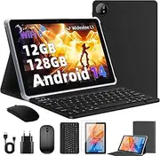 Rebecco Android 14 Tablet, Tablet 10 Inches, 12GB RAM+128GB ROM (Expandable to 1TB), Octa-Core Android, 1280x800 IPS HD Touchscreen, Bluetooth 5.4, WiFi 6, Dual Camera, 6000mAh, Widevine L1