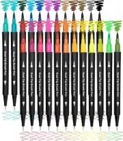 24 Dual Brush Pens, Fine & Brush for Coloring, Journals, Planners, Note Taking