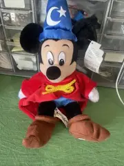 Walt Disney World Sorcerer Mickey Mouse Bean Bag Plush Doll Tags Attached 14”