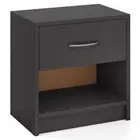 Bedside Table Nightstand with Drawer and Open Storage Shelf-Gray - Color: Gray