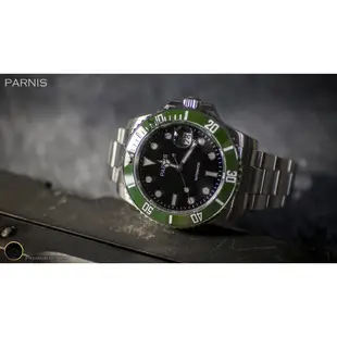 原裝進口正品 PARNIS柏尼時 綠水鬼 SUBMARINER 機械錶潛水錶 手錶腕錶