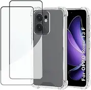 USTIYA 2-Pack Screen Protector + Case for Oppo Reno 13F 5G Protection Tempered Glass Film, HD Clear Cover
