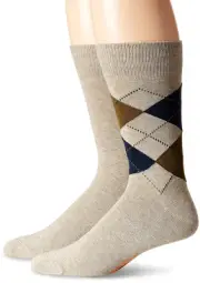 Dockers Men's Argyle Crew Socks, Beige, 2 Pair