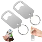 2 Pack Stainless Steel Bottle Opener Keychain Flat Bottle Cap Remover for Bar
