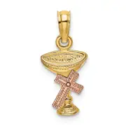 14K Two-Tone Communion Cup W/ Cross Charm