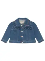 GUESS Girl's Blue Denim Bear Embroidered Jacket Size: 12M, Spandex