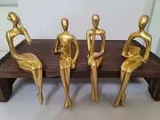 Thinker Statue Shelf Sitters 4pc Gold Color