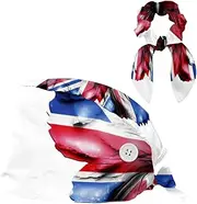 [YTYVAGT] Scrub Caps Women,Scrub Hats Suitable for Women,British Flag Butterfly Flying