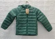 New Patagonia Reversible Down Full Zip Hooded Jacket Green Size 7-8Youth
