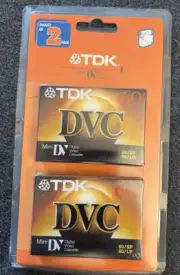 TDK Mini DV 60 Min DVC Blank Digital Video Cassette Tapes - 2 Pack New Sealed